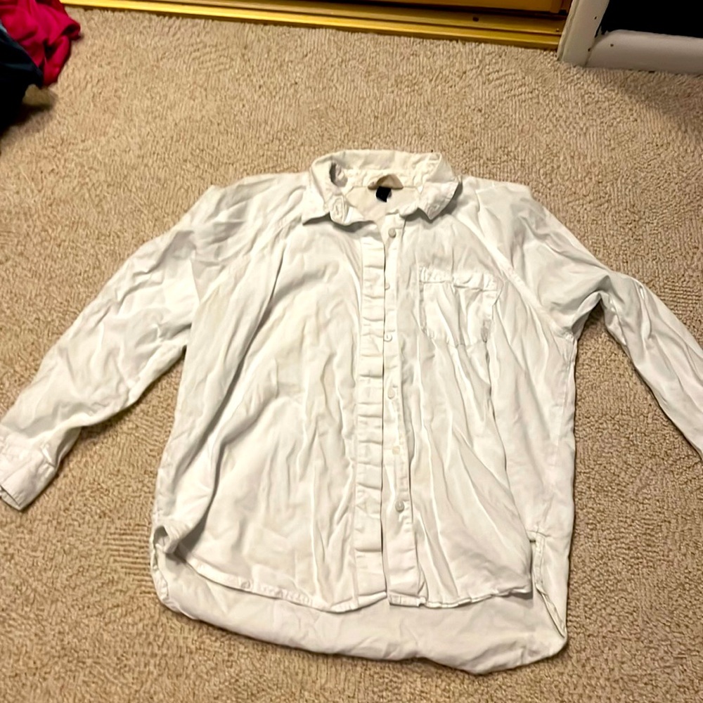 White womens button down shirt